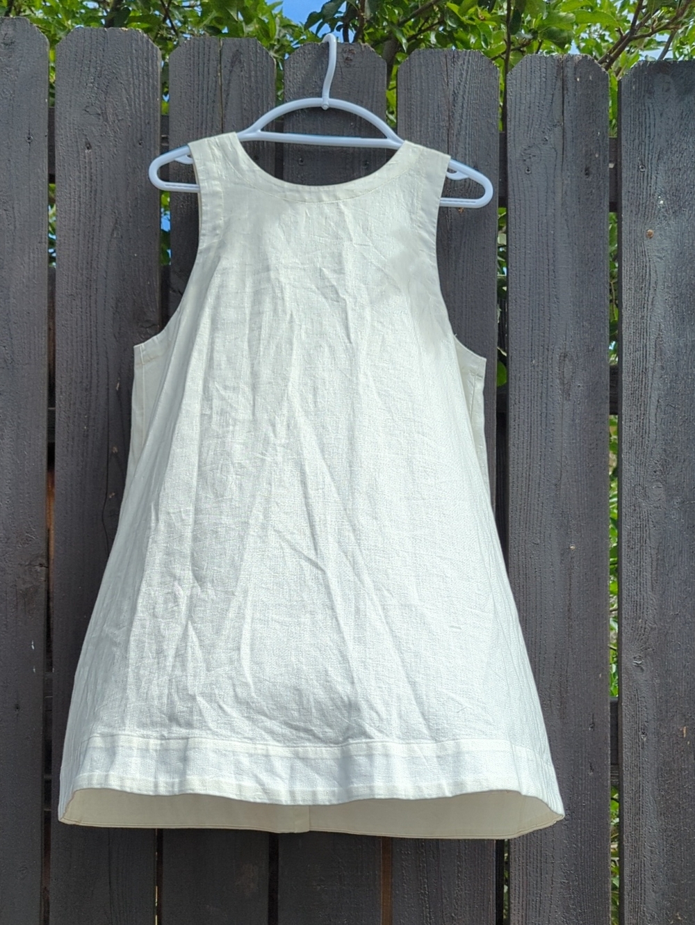 Madewell Sleeveless Linen Trapeze Dress, Button Detail, Pockets, Midi Length, L